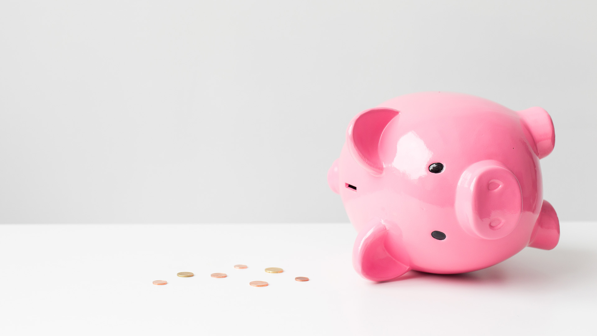 粉红的小猪钱罐,硬币,电脑高清壁纸
