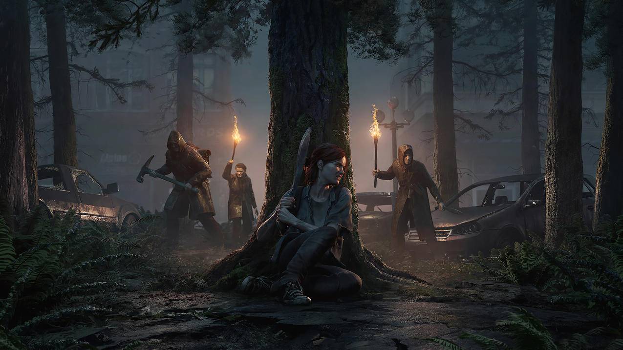 《美国末日The Last of Us》树林 火把 女孩 4K精选高清壁纸