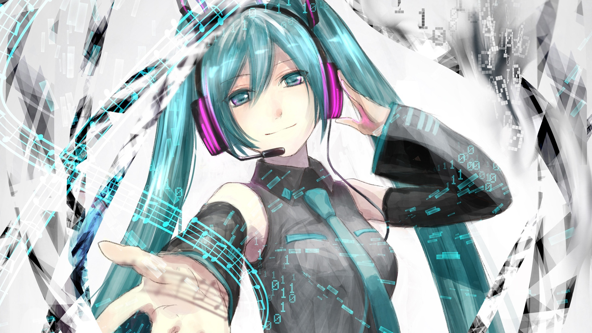 初音未来,女孩,手,动漫电脑高清壁纸
