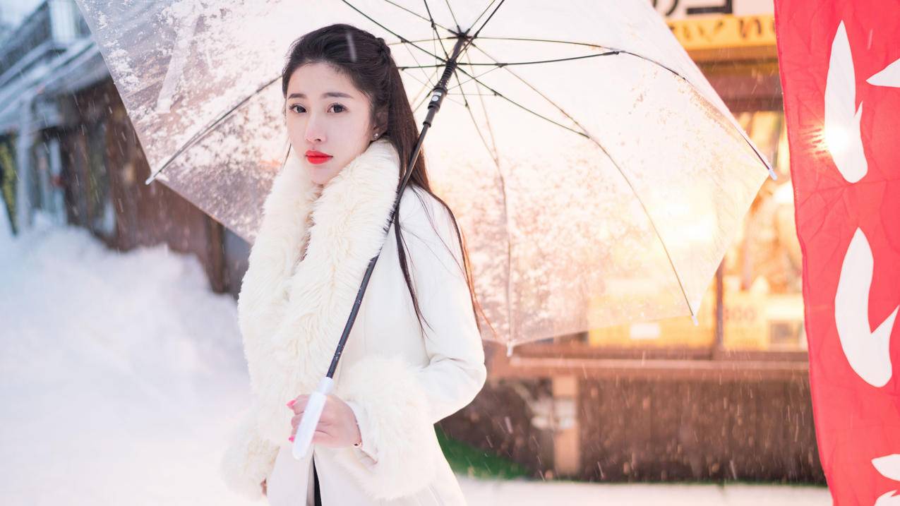 陈嘉嘉Tiffany撑伞的美女4k高清壁纸