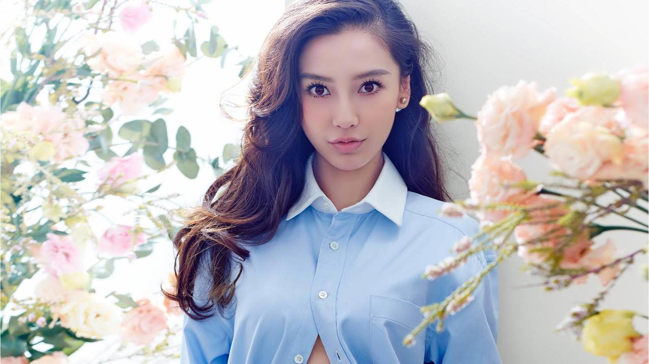angelababy杨颖鲜花5k高清壁纸