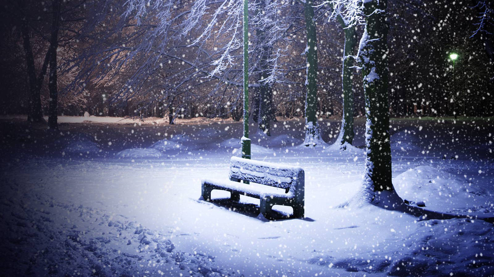 浪漫雪夜等你桌面高清壁纸