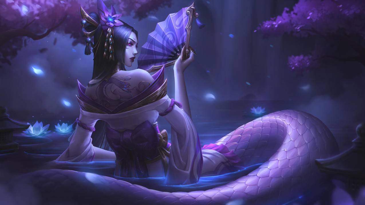 lol英雄联盟魔蛇之拥 灵魂莲华 同人 卡西奥佩娅4k游戏高清壁纸