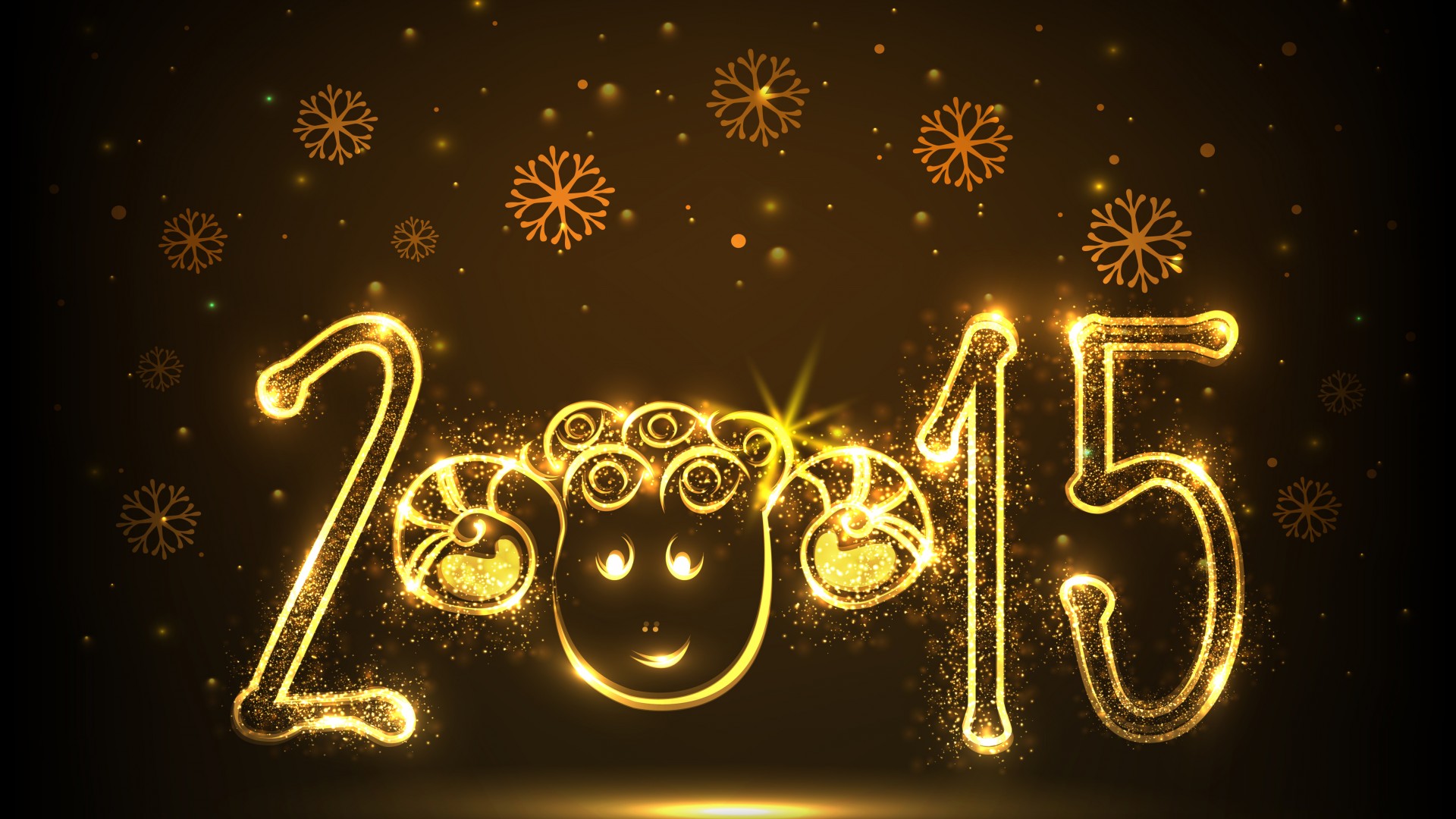 2015年,金色,新年快乐,可爱羊年,桌面高清壁纸