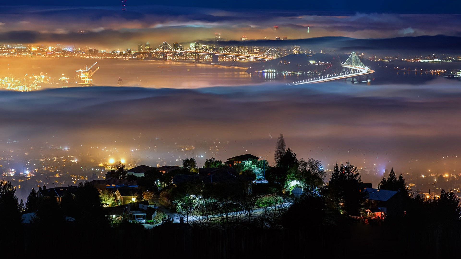 旧金山伯克利夜晚风景桌面高清壁纸