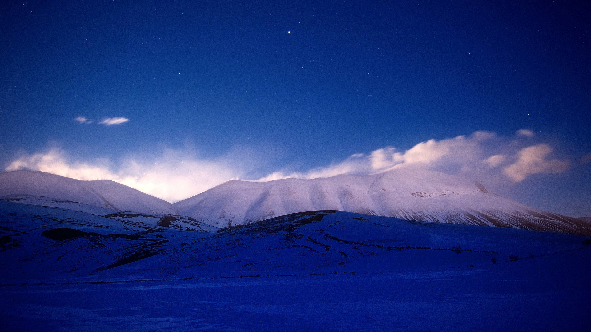 山,雪,天空,星星,星空宽屏风景桌面