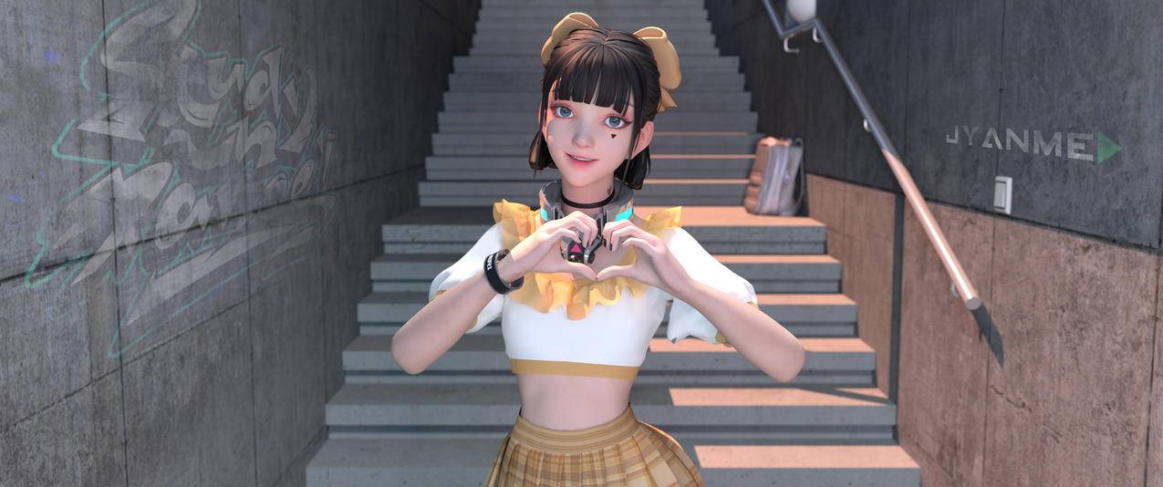 集原美 漂亮裙子 爱心手势3440x1440带鱼屏高清壁纸
