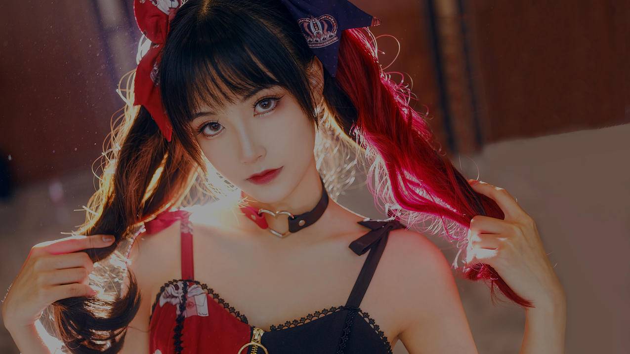 花筵lolita 黑红 小姐姐 美女 4k电脑高清壁纸