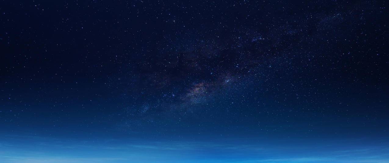 蓝色银河星空带鱼屏高清壁纸