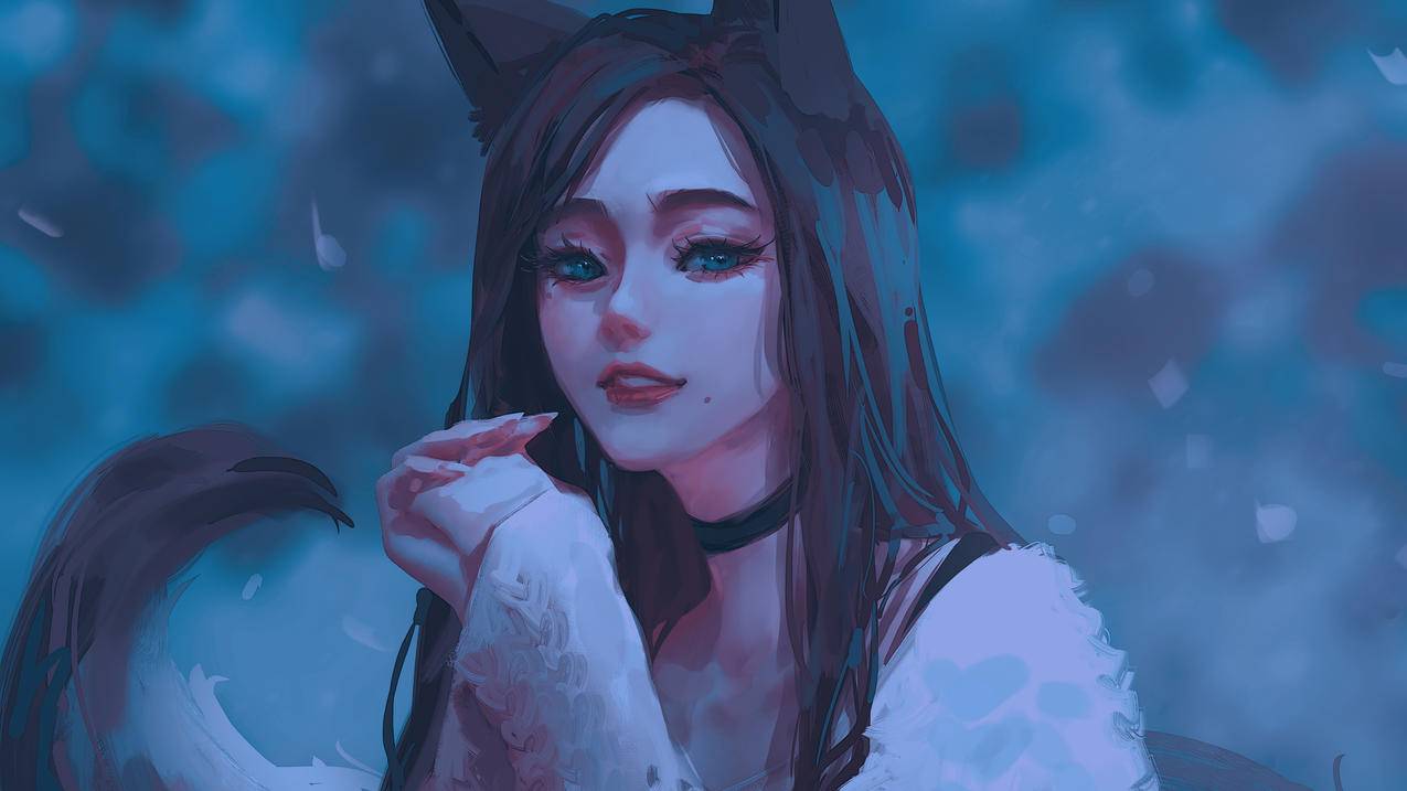 兽耳 狐狸少女 尾巴 唯美厚涂画风4k动漫高清壁纸