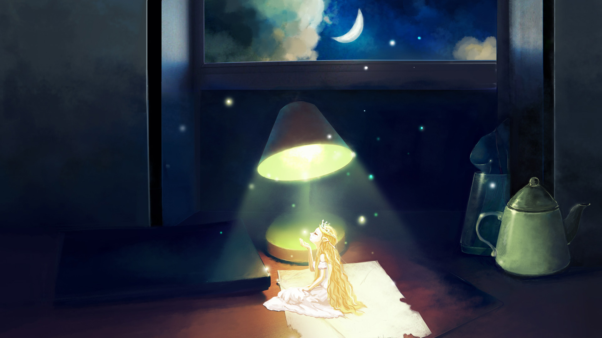 月夜童话桌面高清壁纸