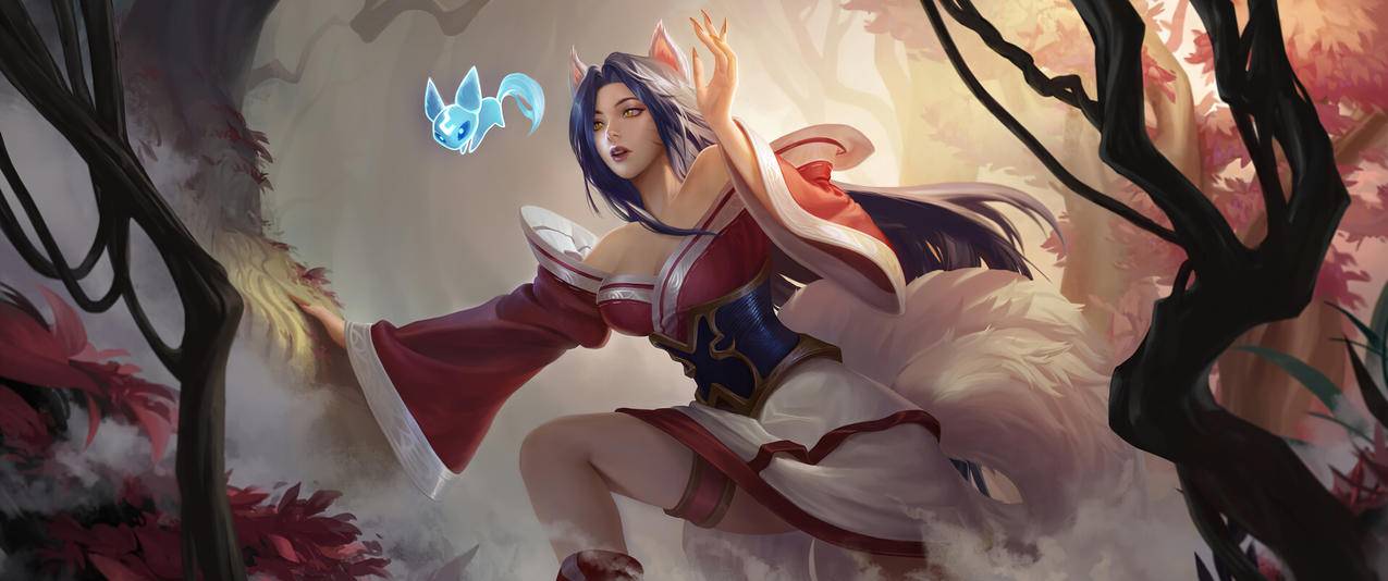 lol英雄联盟九尾妖狐 原画 同人 阿狸3440x1440带鱼屏高清壁纸